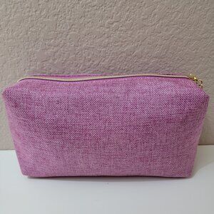 Lancôme Paris Pink Textured Cosmetic Makeup Bag with Gold Zipper
